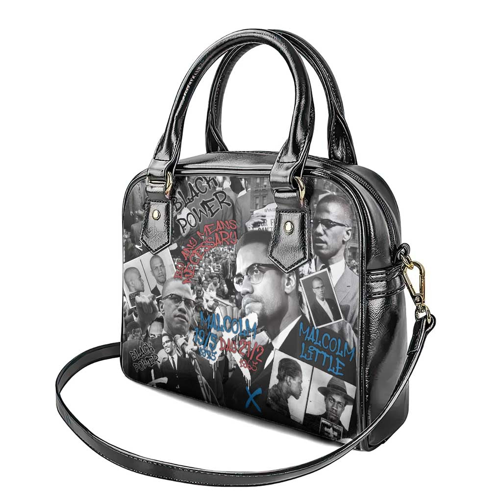 Malcolm X Shoulder Handbag Quotes Dates and Black History Activist Theme TS04