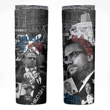 Afro Malcolm X Skinny Tumbler Quotes Dates and Black History Activist Theme TS04