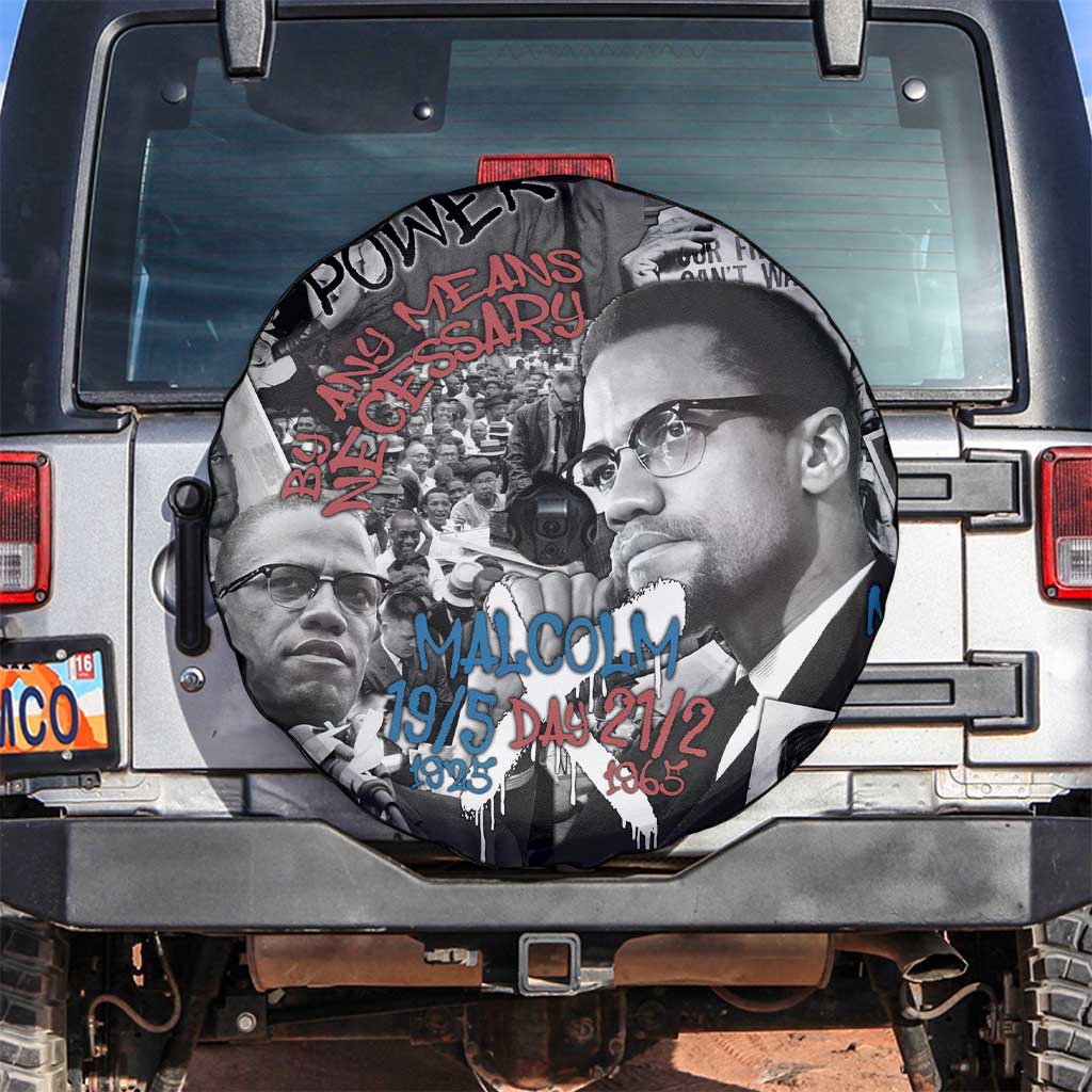 Malcolm X Spare Tire Cover Quotes Dates and Black History Activist Theme TS04