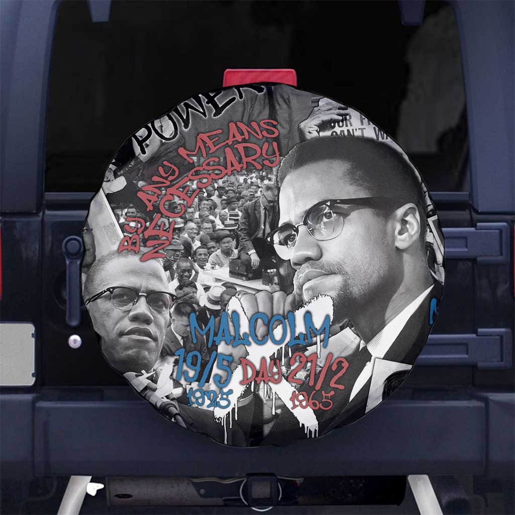 Malcolm X Spare Tire Cover Quotes Dates and Black History Activist Theme TS04