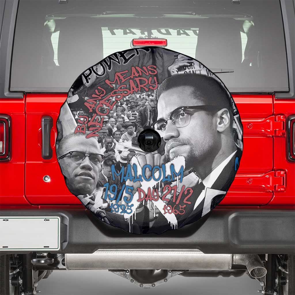Malcolm X Spare Tire Cover Quotes Dates and Black History Activist Theme TS04