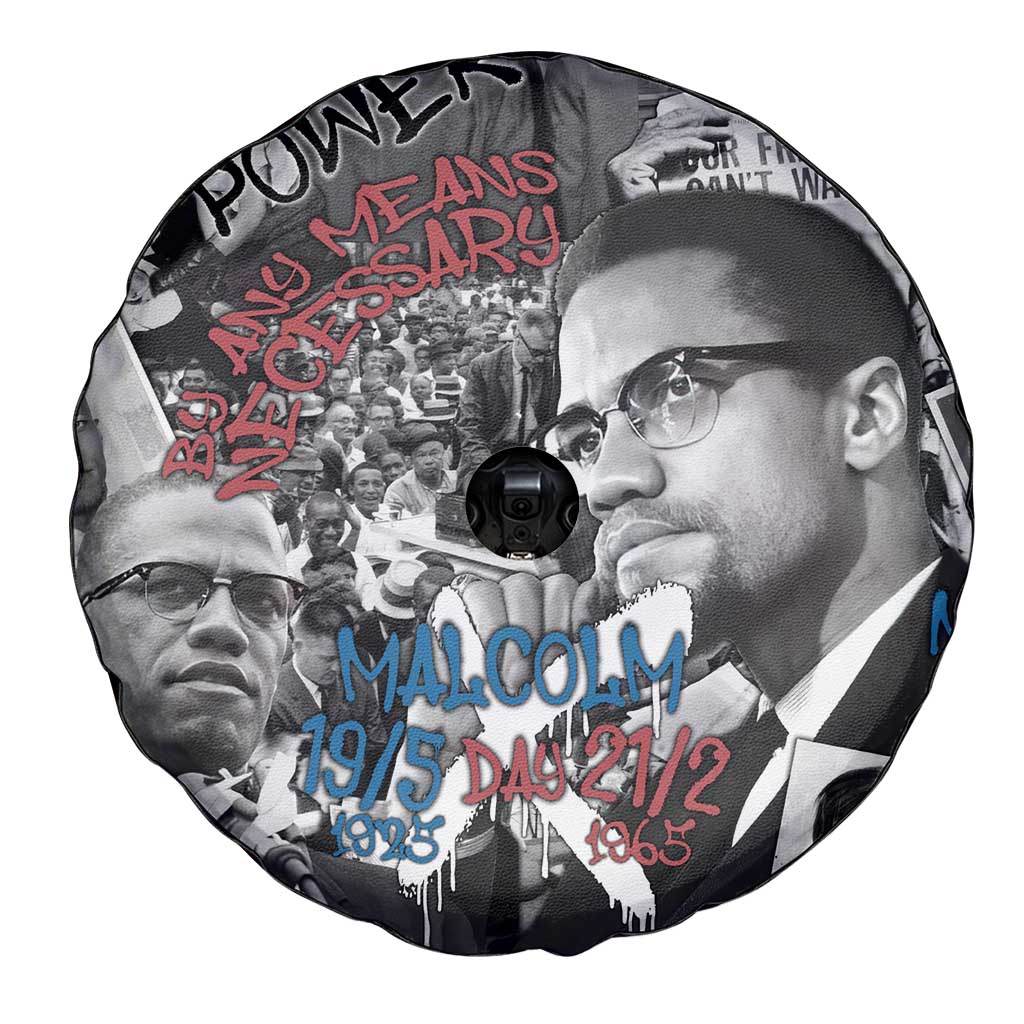 Malcolm X Spare Tire Cover Quotes Dates and Black History Activist Theme TS04