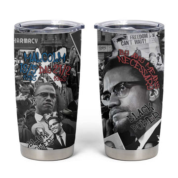 Afro Malcolm X Tumbler Cup Quotes Dates and Black History Activist Theme TS04
