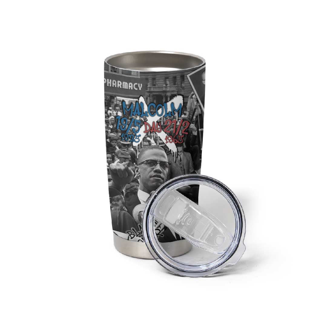 Afro Malcolm X Tumbler Cup Quotes Dates and Black History Activist Theme TS04