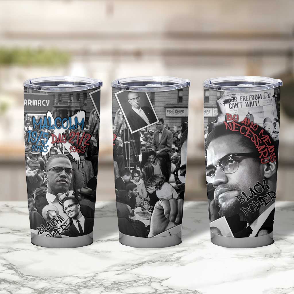 Afro Malcolm X Tumbler Cup Quotes Dates and Black History Activist Theme TS04