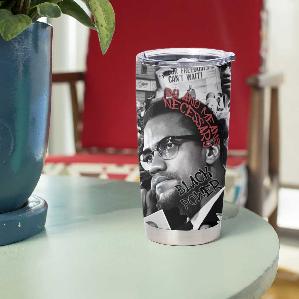 Afro Malcolm X Tumbler Cup Quotes Dates and Black History Activist Theme TS04