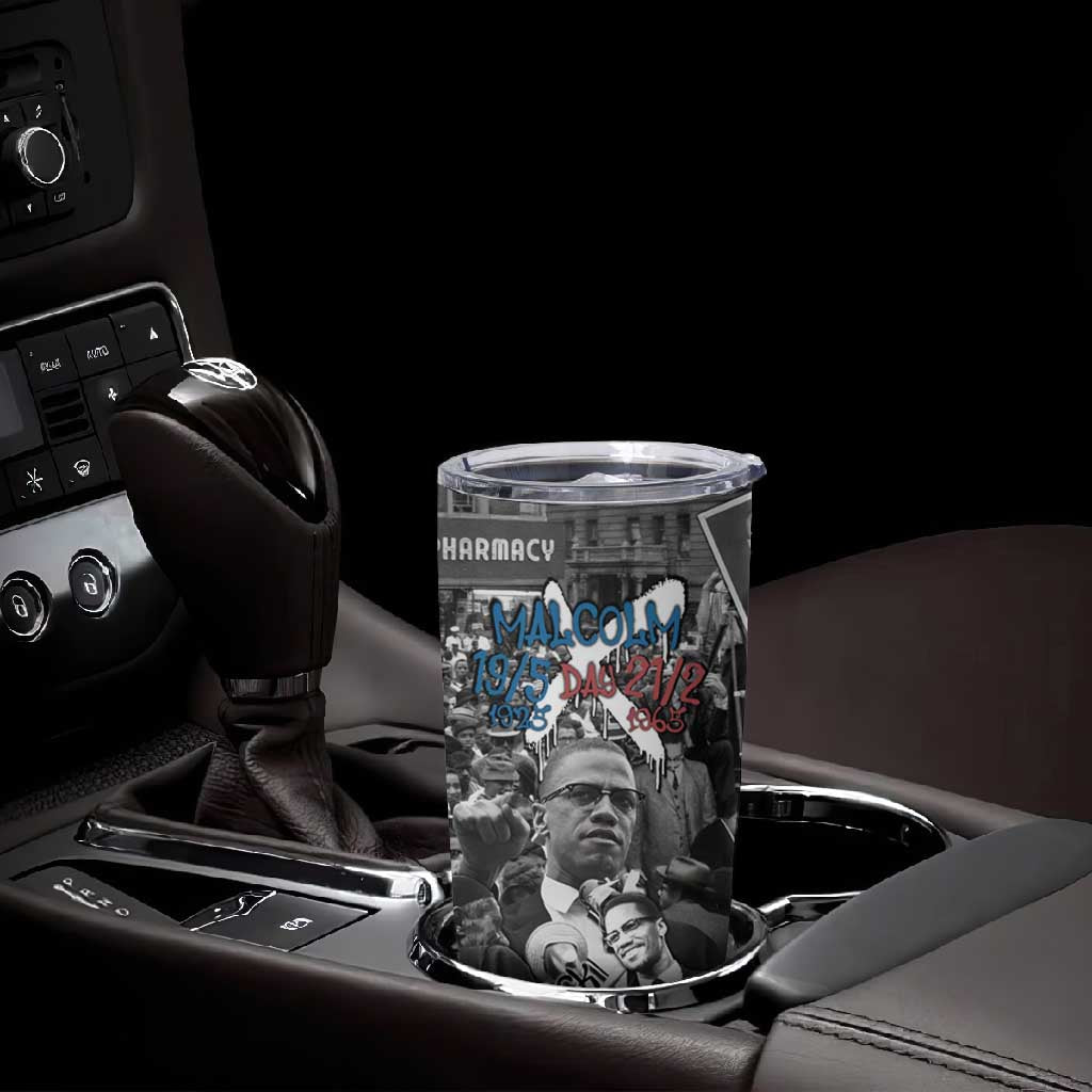 Afro Malcolm X Tumbler Cup Quotes Dates and Black History Activist Theme TS04