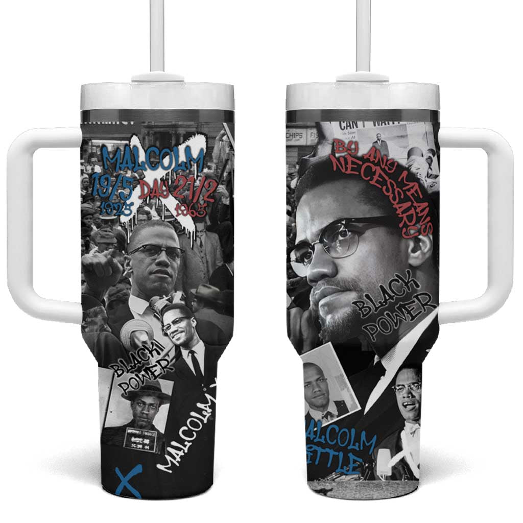 Afro Malcolm X Tumbler With Handle Quotes Dates and Black History Activist Theme TS04