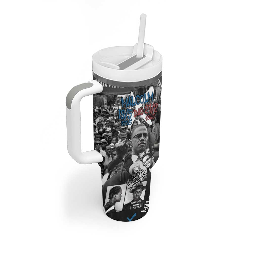 Afro Malcolm X Tumbler With Handle Quotes Dates and Black History Activist Theme TS04