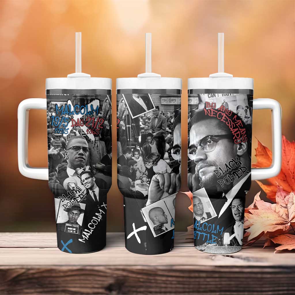 Afro Malcolm X Tumbler With Handle Quotes Dates and Black History Activist Theme TS04