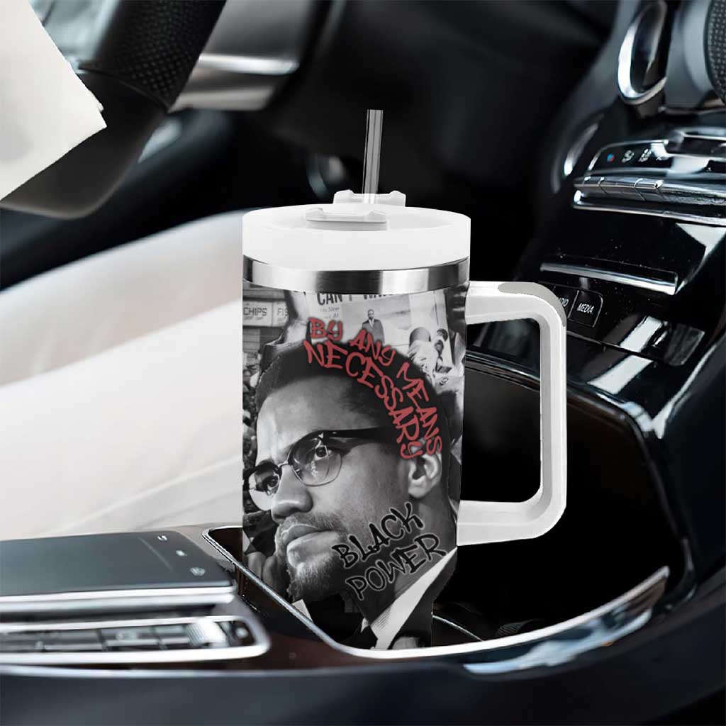 Afro Malcolm X Tumbler With Handle Quotes Dates and Black History Activist Theme TS04