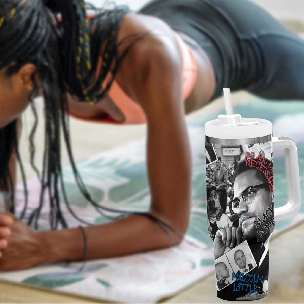 Afro Malcolm X Tumbler With Handle Quotes Dates and Black History Activist Theme TS04