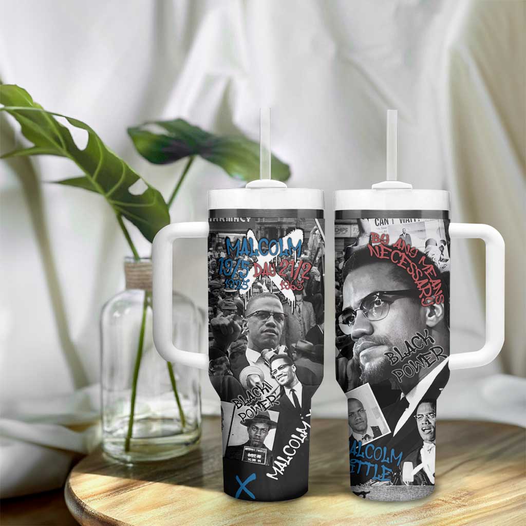 Afro Malcolm X Tumbler With Handle Quotes Dates and Black History Activist Theme TS04
