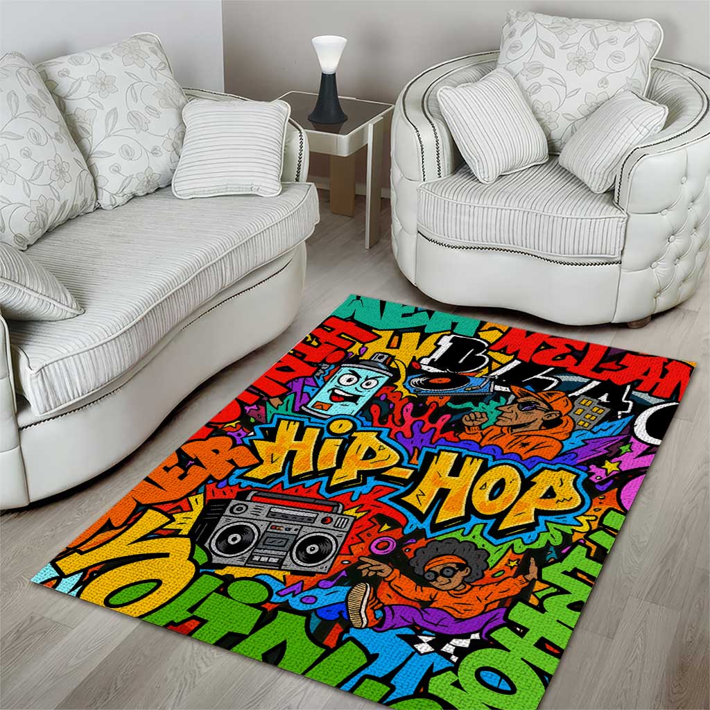 Hip Hop Graffiti African Area Rug Black Melanin Text and Urban Street Art TS04