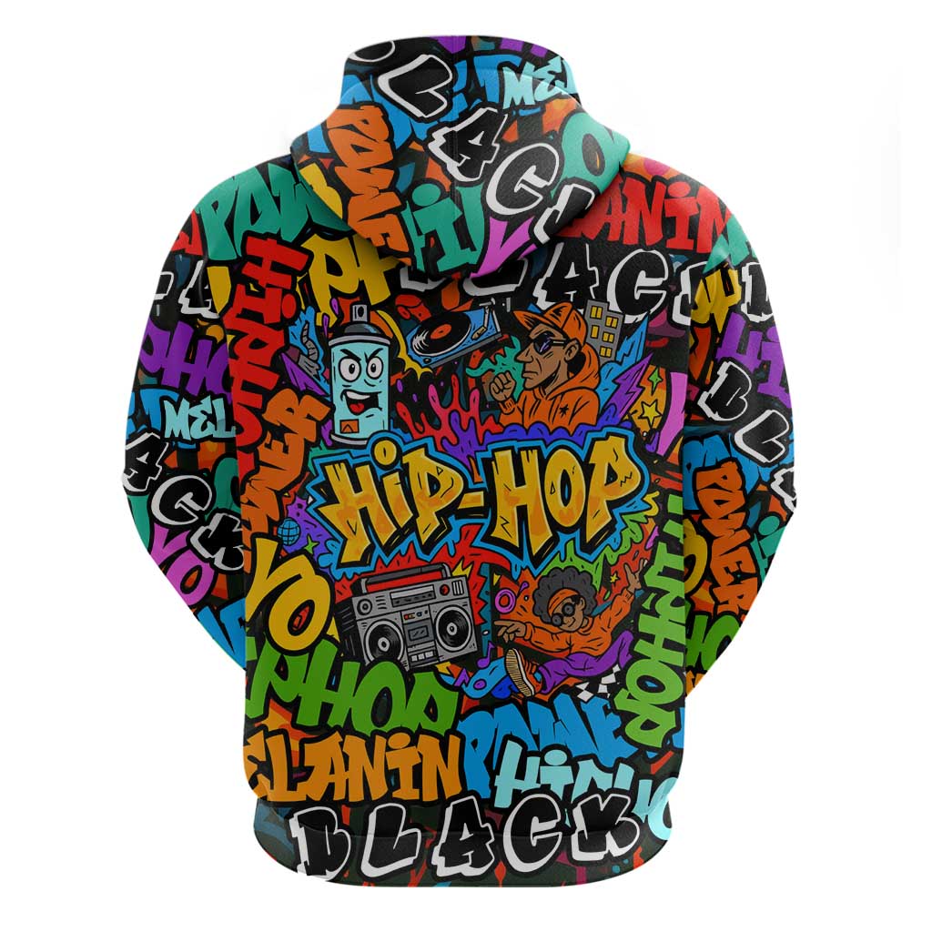 Hip Hop Graffiti Style Hoodie Black Melanin Text and Urban Street Art Design TS04