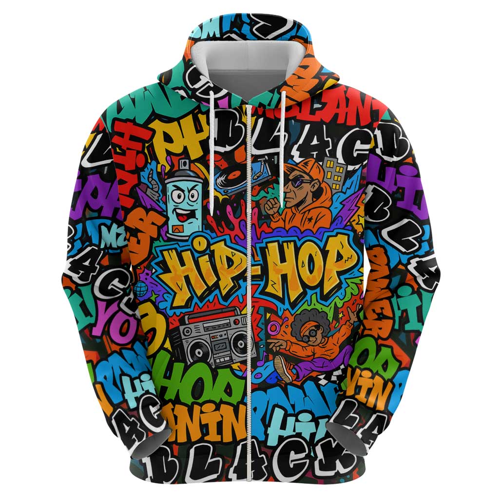 Hip Hop Graffiti Style Hoodie Black Melanin Text and Urban Street Art Design TS04