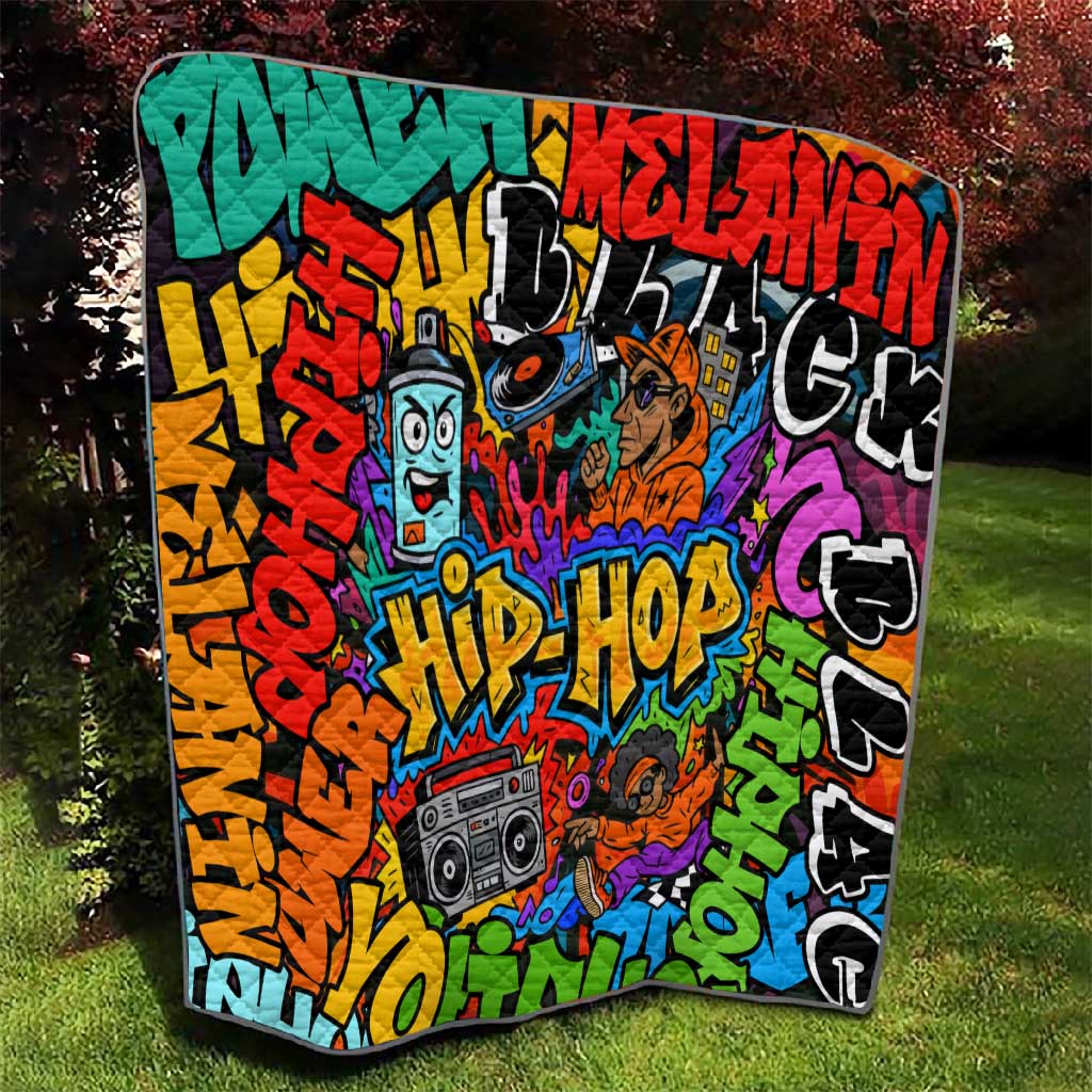 Hip Hop Graffiti African Quilt Black Melanin Text and Urban Street Art TS04