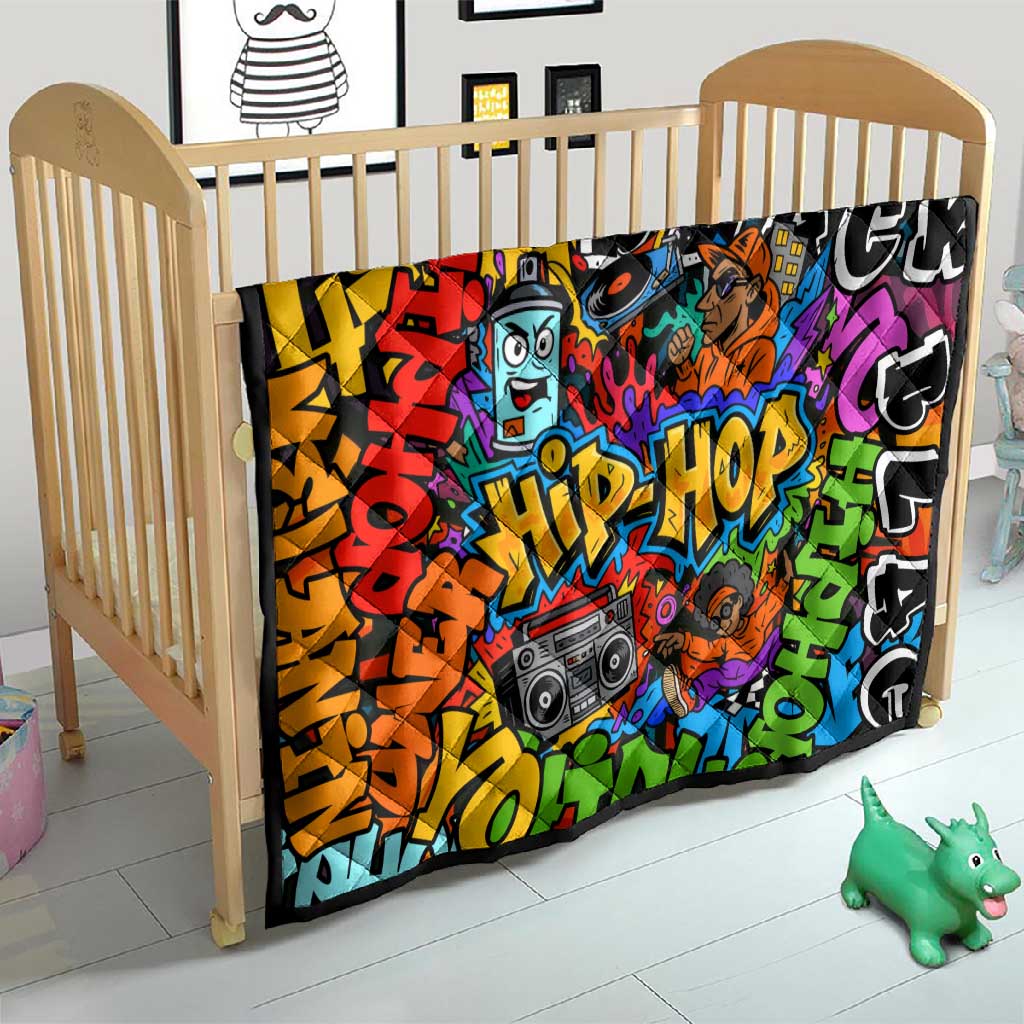 Hip Hop Graffiti African Quilt Black Melanin Text and Urban Street Art TS04