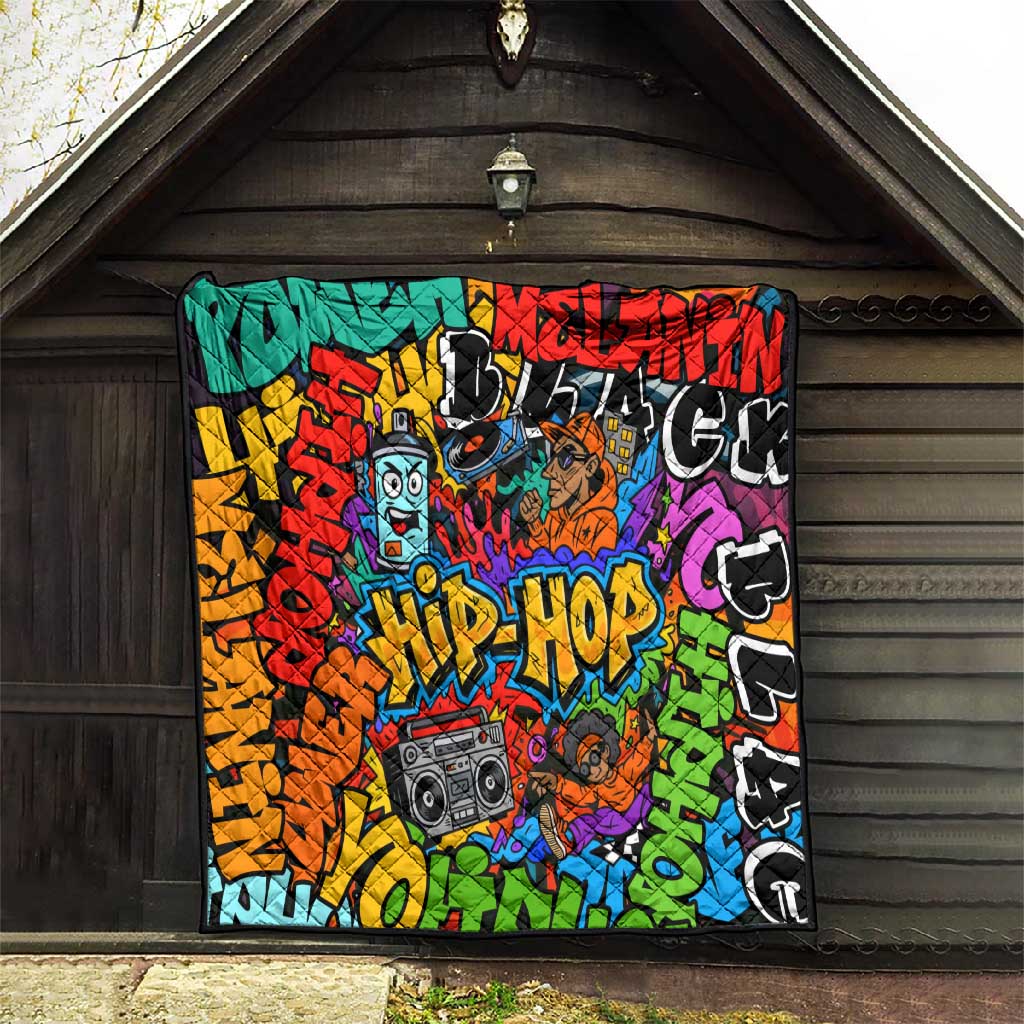Hip Hop Graffiti African Quilt Black Melanin Text and Urban Street Art TS04