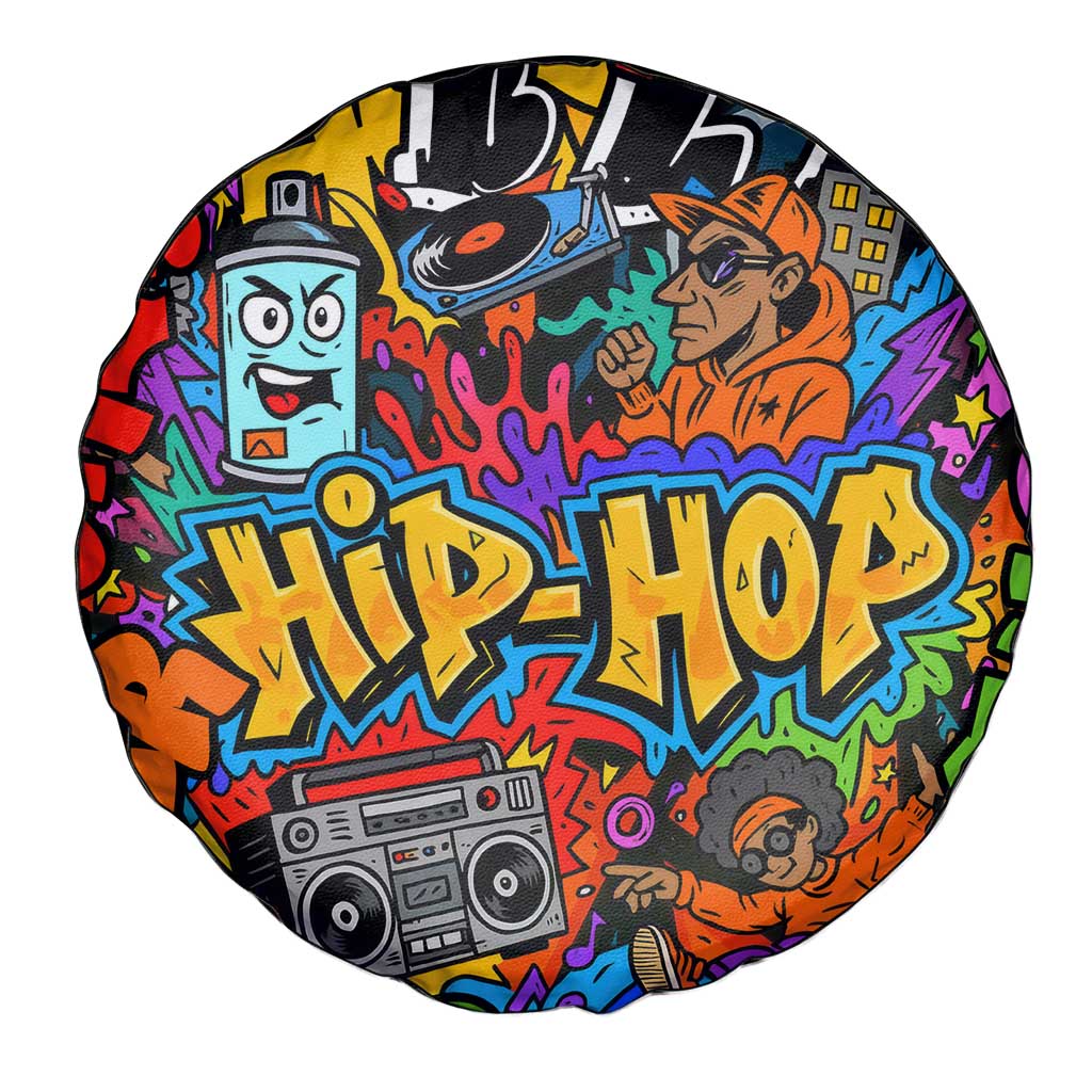 Hip Hop Graffiti Style Spare Tire Cover Black Melanin Text and Urban Street Art Design TS04