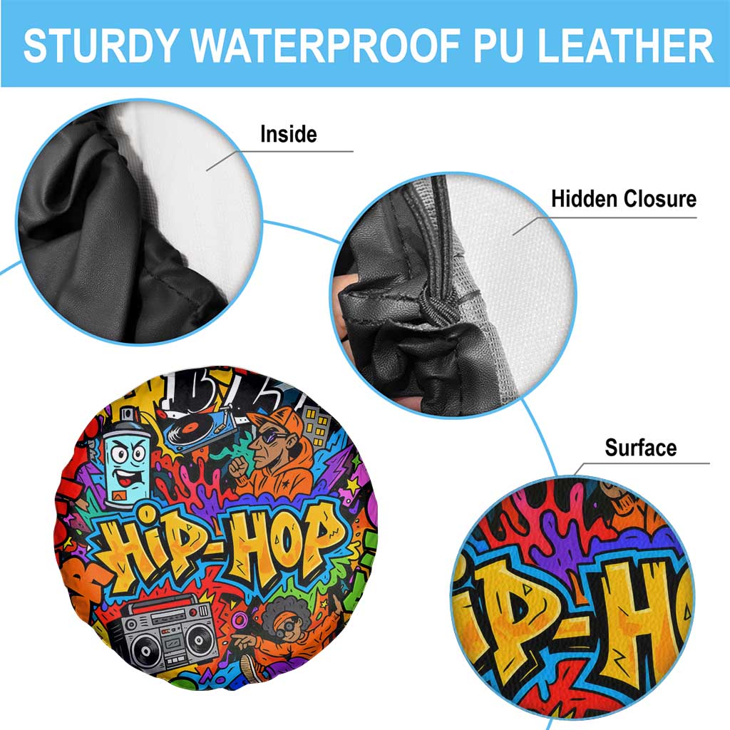 Hip Hop Graffiti Style Spare Tire Cover Black Melanin Text and Urban Street Art Design TS04