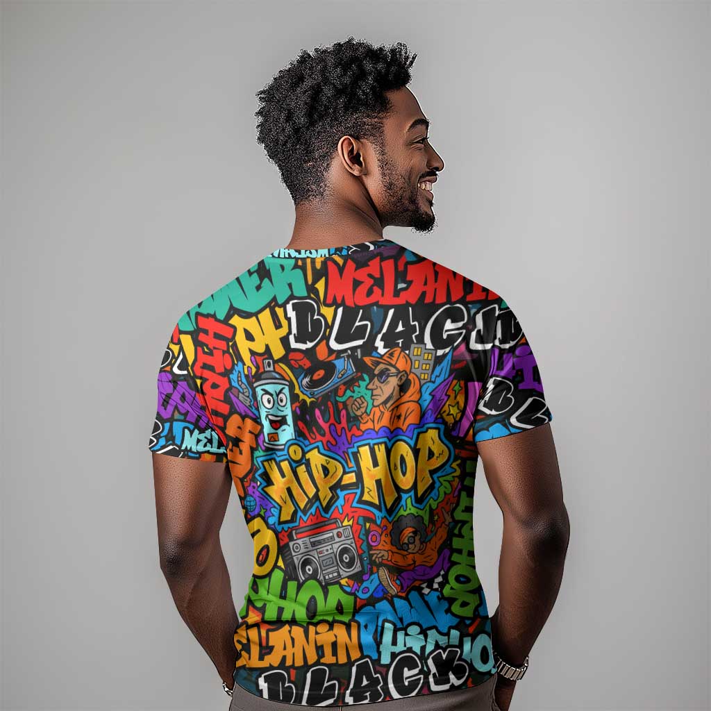 Hip Hop Graffiti African T shirt Black Melanin Text and Urban Street Art TS04