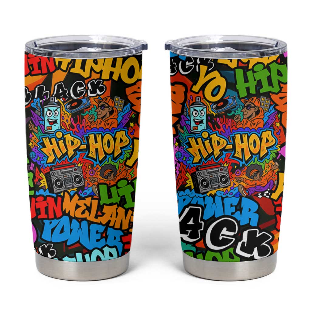 Hip Hop Graffiti African Tumbler Cup Black Melanin Text and Urban Street Art TS04