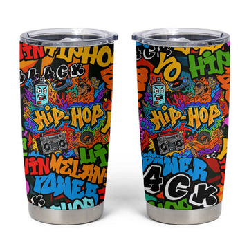 Hip Hop Graffiti African Tumbler Cup Black Melanin Text and Urban Street Art TS04