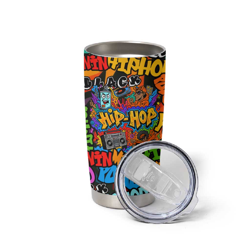 Hip Hop Graffiti African Tumbler Cup Black Melanin Text and Urban Street Art TS04