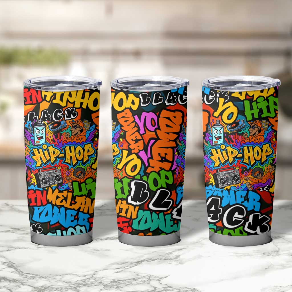 Hip Hop Graffiti African Tumbler Cup Black Melanin Text and Urban Street Art TS04