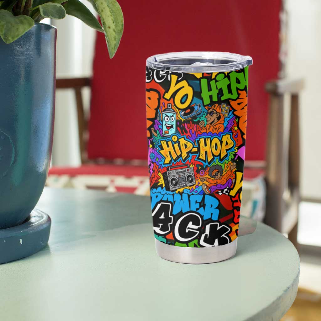 Hip Hop Graffiti African Tumbler Cup Black Melanin Text and Urban Street Art TS04