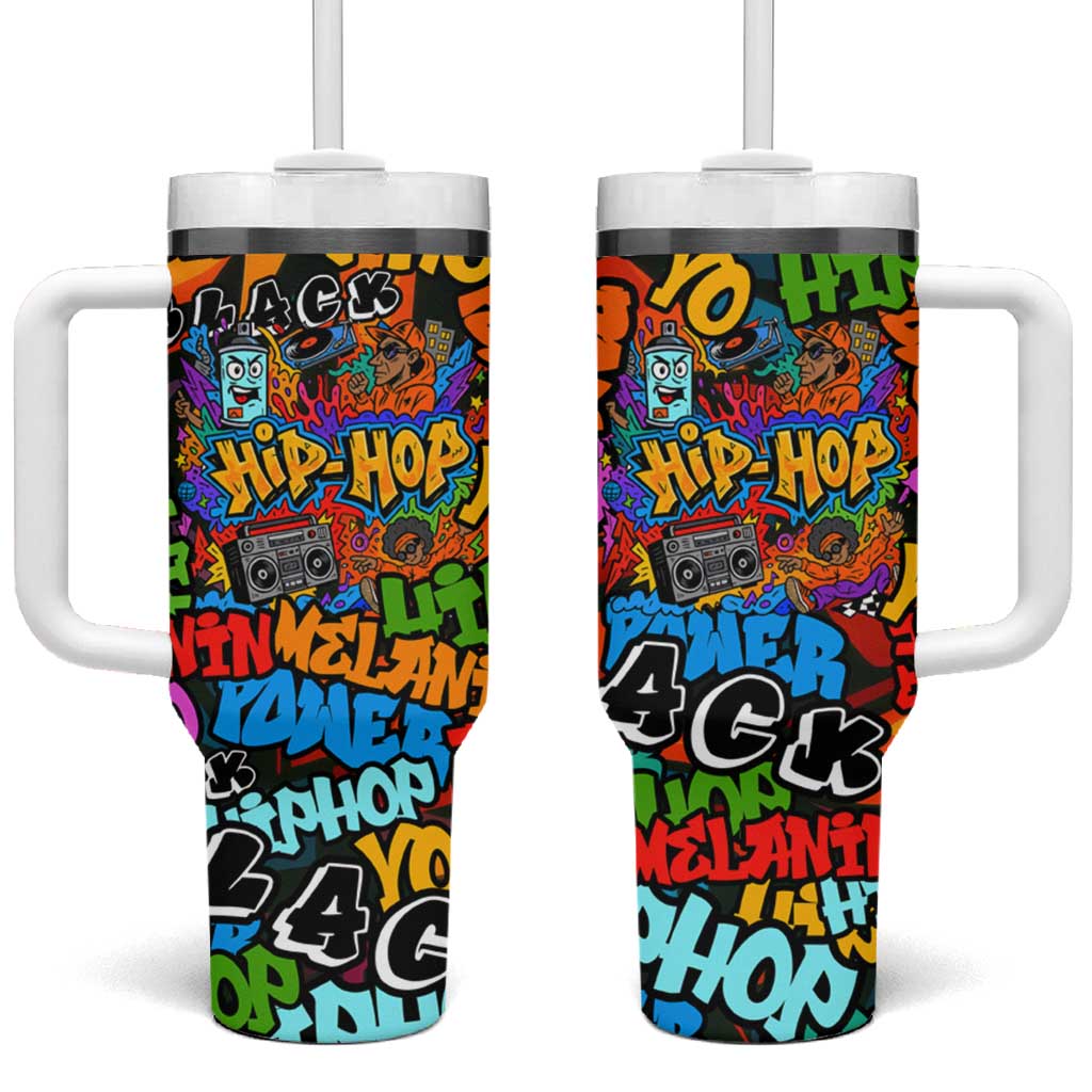 Hip Hop Graffiti African Tumbler With Handle Black Melanin Text and Urban Street Art TS04