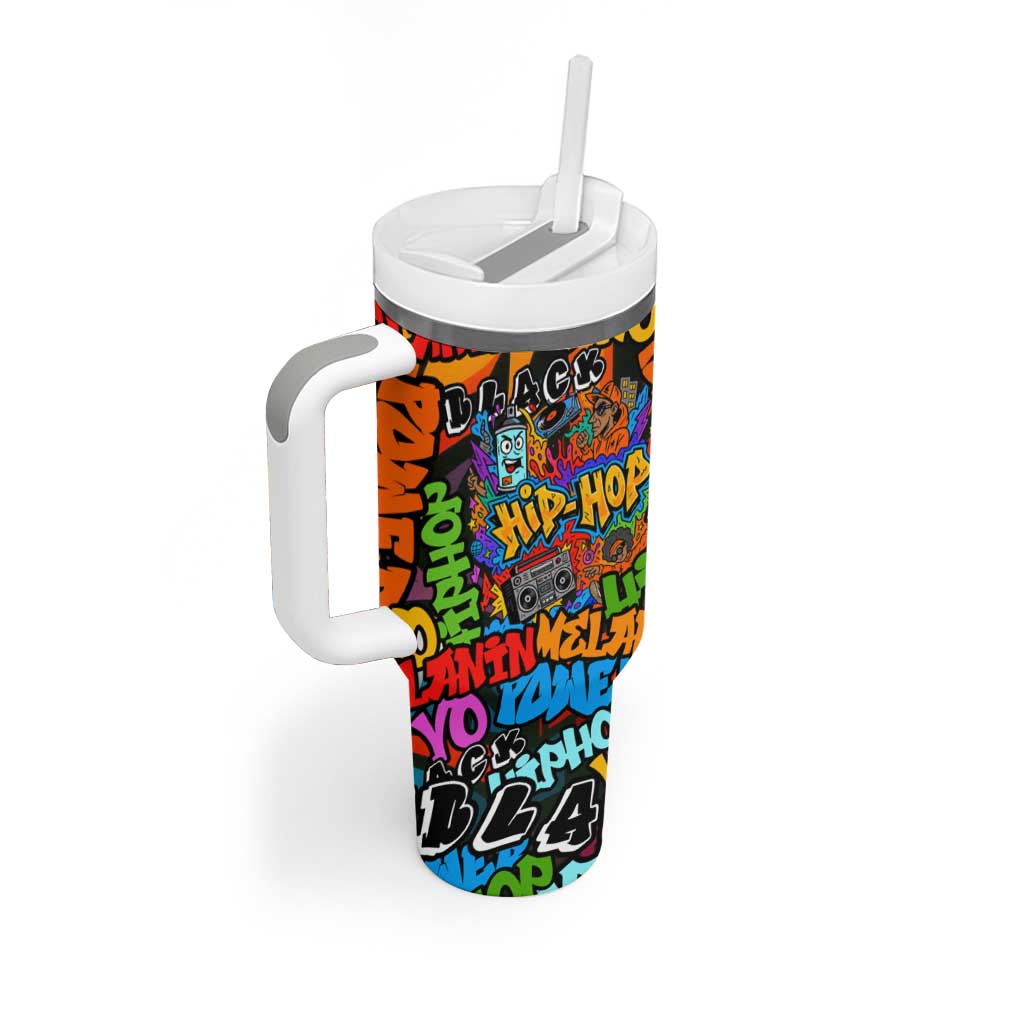 Hip Hop Graffiti African Tumbler With Handle Black Melanin Text and Urban Street Art TS04