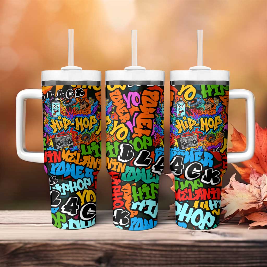 Hip Hop Graffiti African Tumbler With Handle Black Melanin Text and Urban Street Art TS04