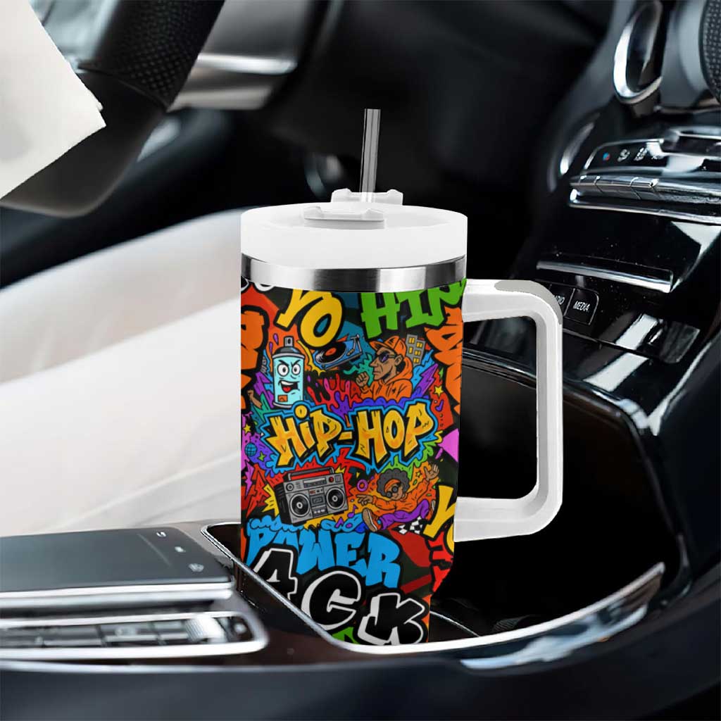Hip Hop Graffiti African Tumbler With Handle Black Melanin Text and Urban Street Art TS04