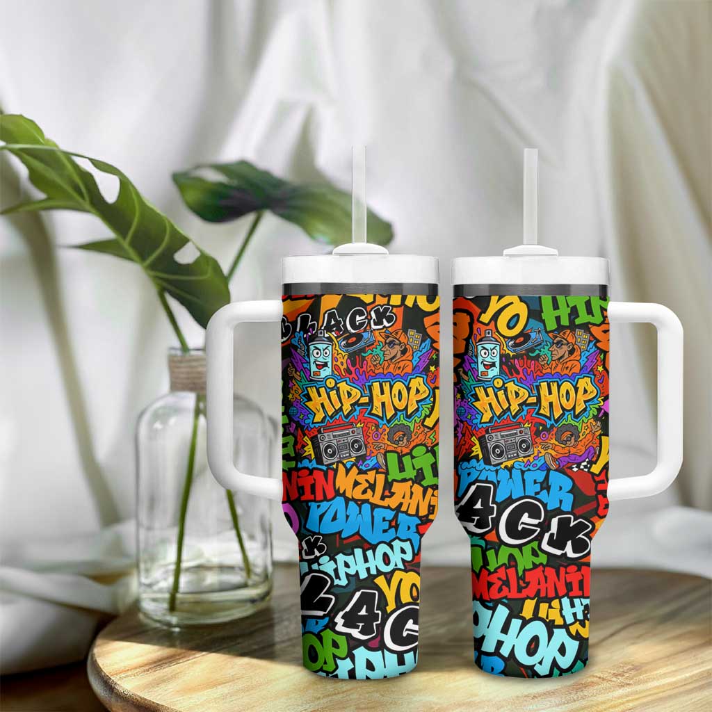 Hip Hop Graffiti African Tumbler With Handle Black Melanin Text and Urban Street Art TS04