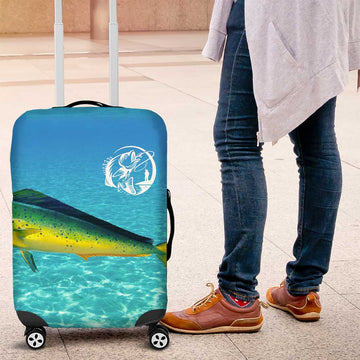 Mahi Mahi  Fishing Customize Name Luggage Cover Underwater Blue Background in Tropical Ocean Scene TS04