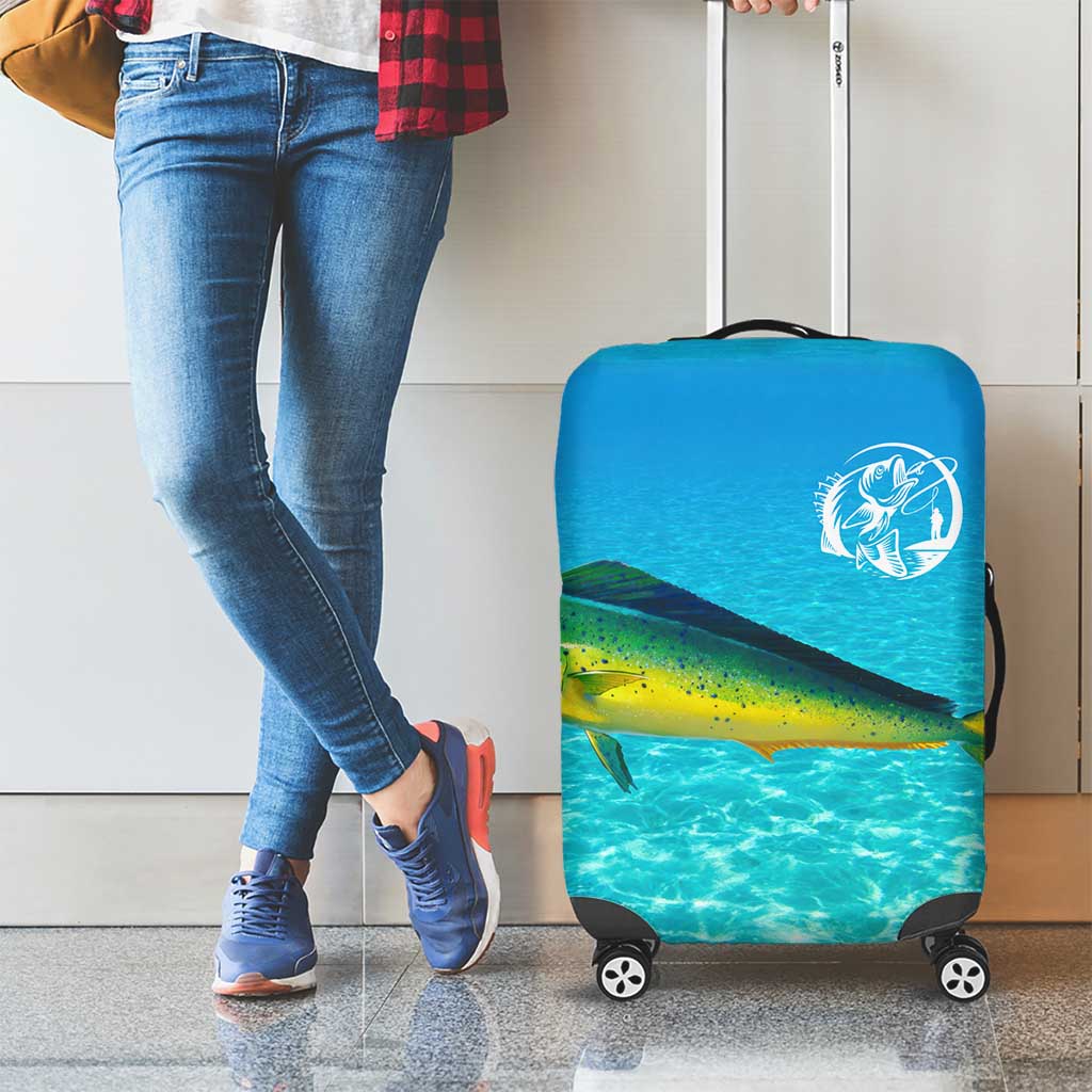 Mahi Mahi  Fishing Customize Name Luggage Cover Underwater Blue Background in Tropical Ocean Scene TS04