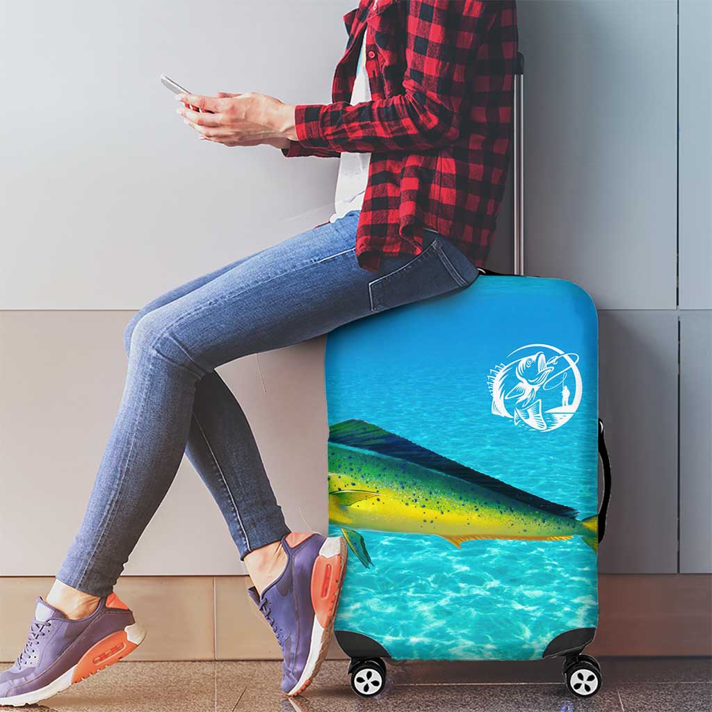 Mahi Mahi  Fishing Customize Name Luggage Cover Underwater Blue Background in Tropical Ocean Scene TS04