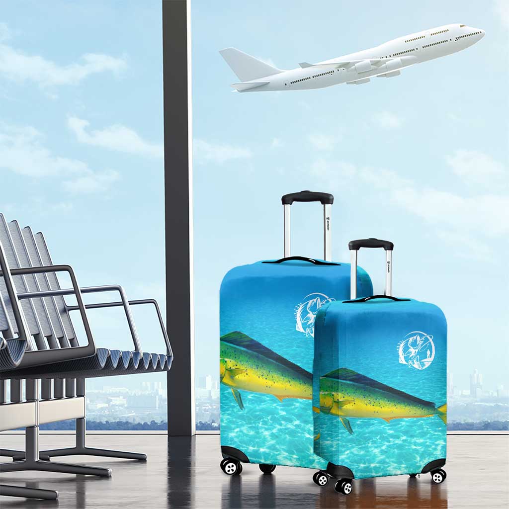 Mahi Mahi  Fishing Customize Name Luggage Cover Underwater Blue Background in Tropical Ocean Scene TS04