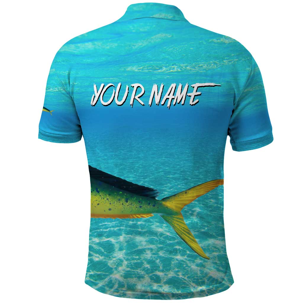 Mahi Mahi  Fishing Customize Name Polo Shirt Underwater Blue Background in Tropical Ocean Scene TS04