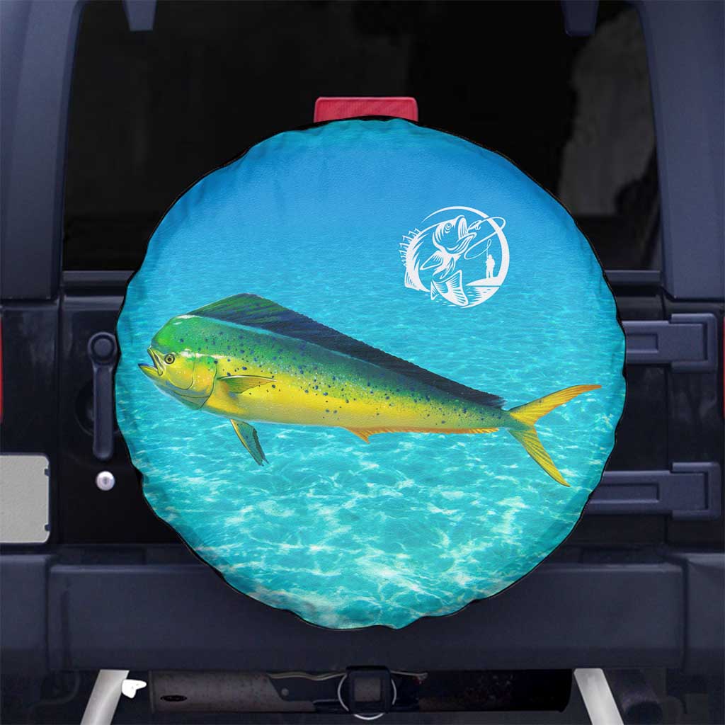 Mahi Mahi  Fishing Customize Name Spare Tire Cover Underwater Blue Background in Tropical Ocean Scene TS04
