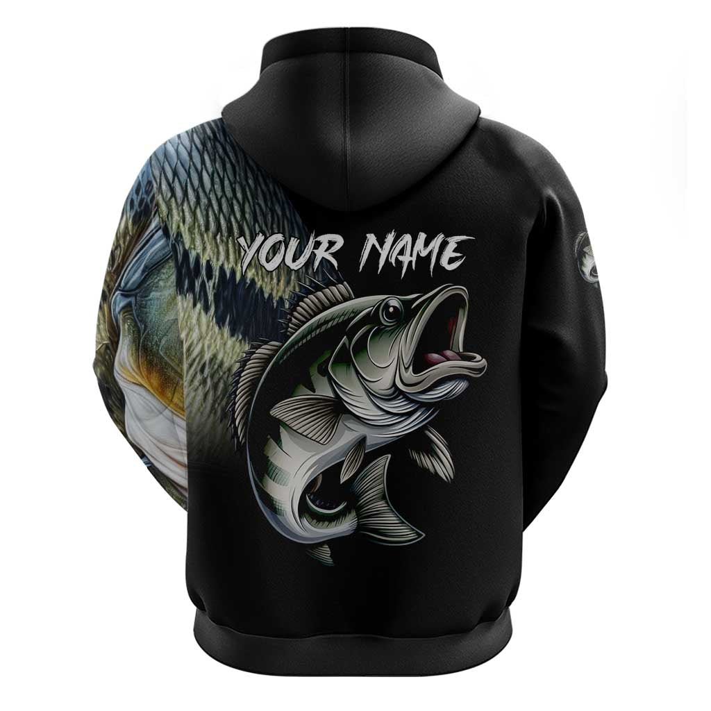 Largemouth Bass Fishing Scale Customize Name Hoodie Aggressive Bass Scaled Texture and Black Sporty TS04