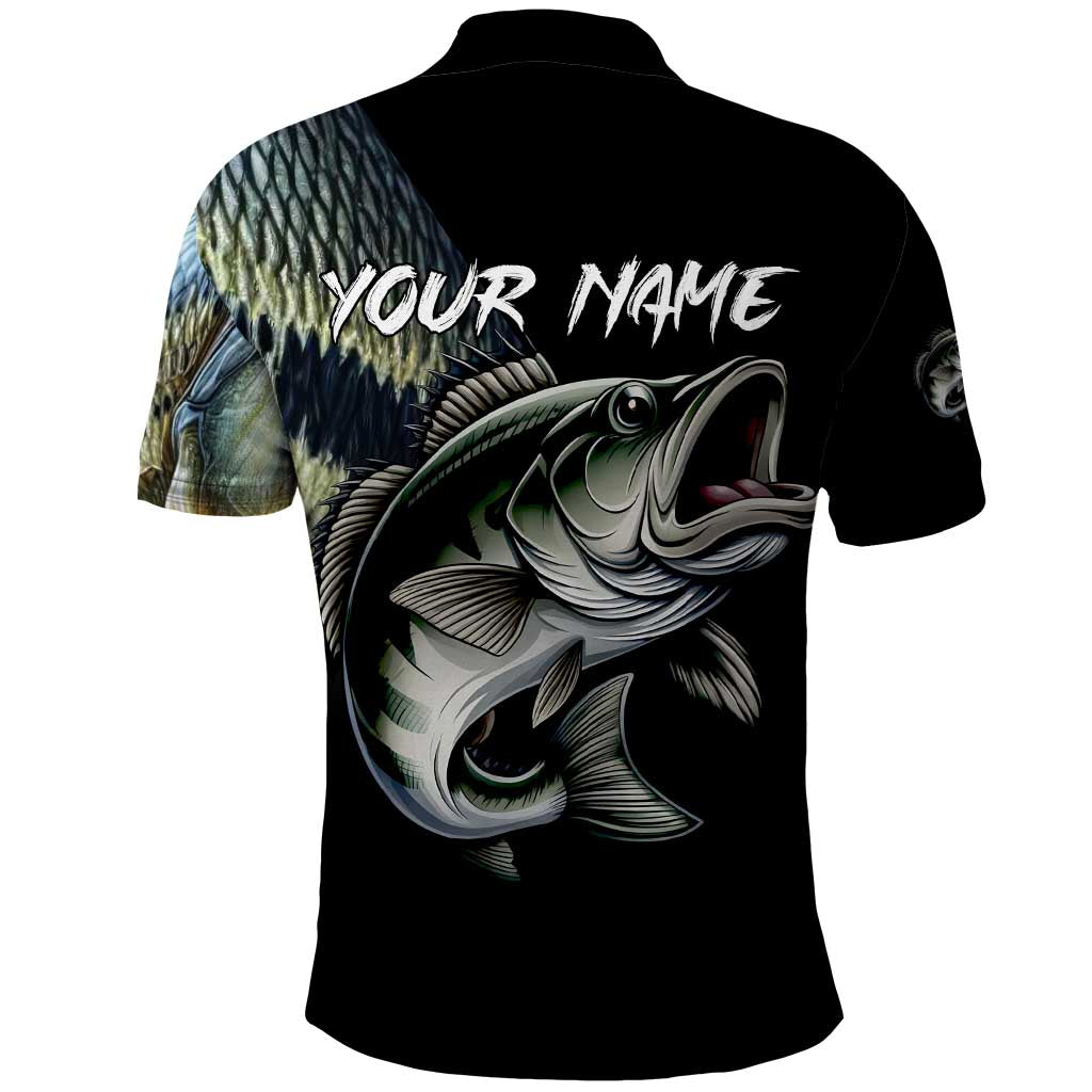 Largemouth Bass Fishing Scale Customize Name Polo Shirt Aggressive Bass Scaled Texture and Black Sporty TS04