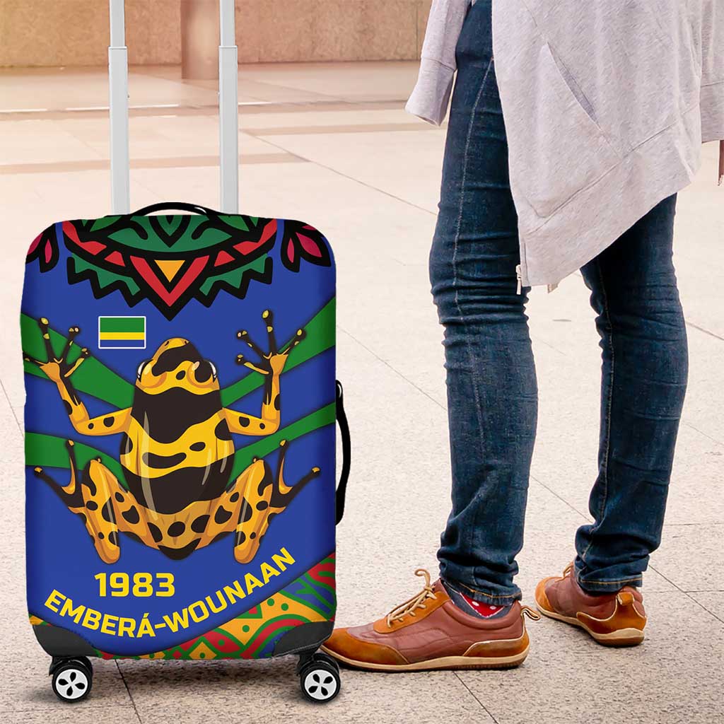 Indigenous Regions of Panama Embera-Wounaan Luggage Cover Frog Graphic and Indigenous Pattern Guardians of the Forest TS04