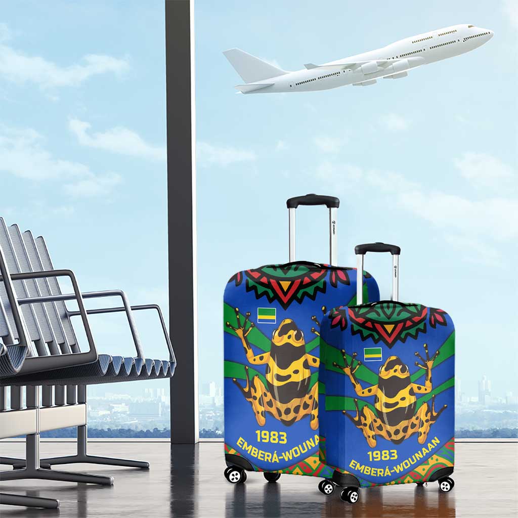 Indigenous Regions of Panama Embera-Wounaan Luggage Cover Frog Graphic and Indigenous Pattern Guardians of the Forest TS04