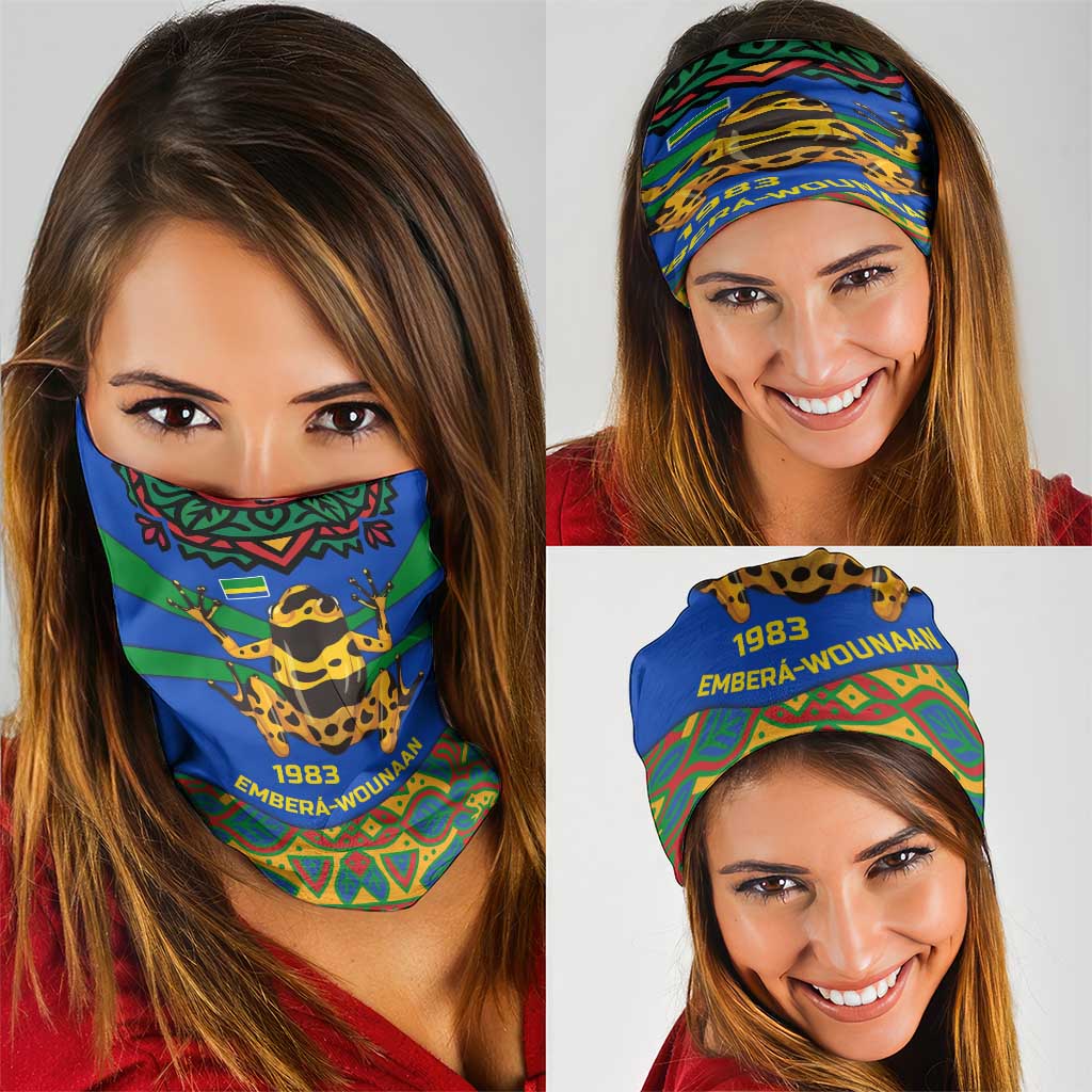 Indigenous Regions of Panama Embera-Wounaan Neck Gaiter Frog Graphic and Indigenous Pattern Guardians of the Forest TS04