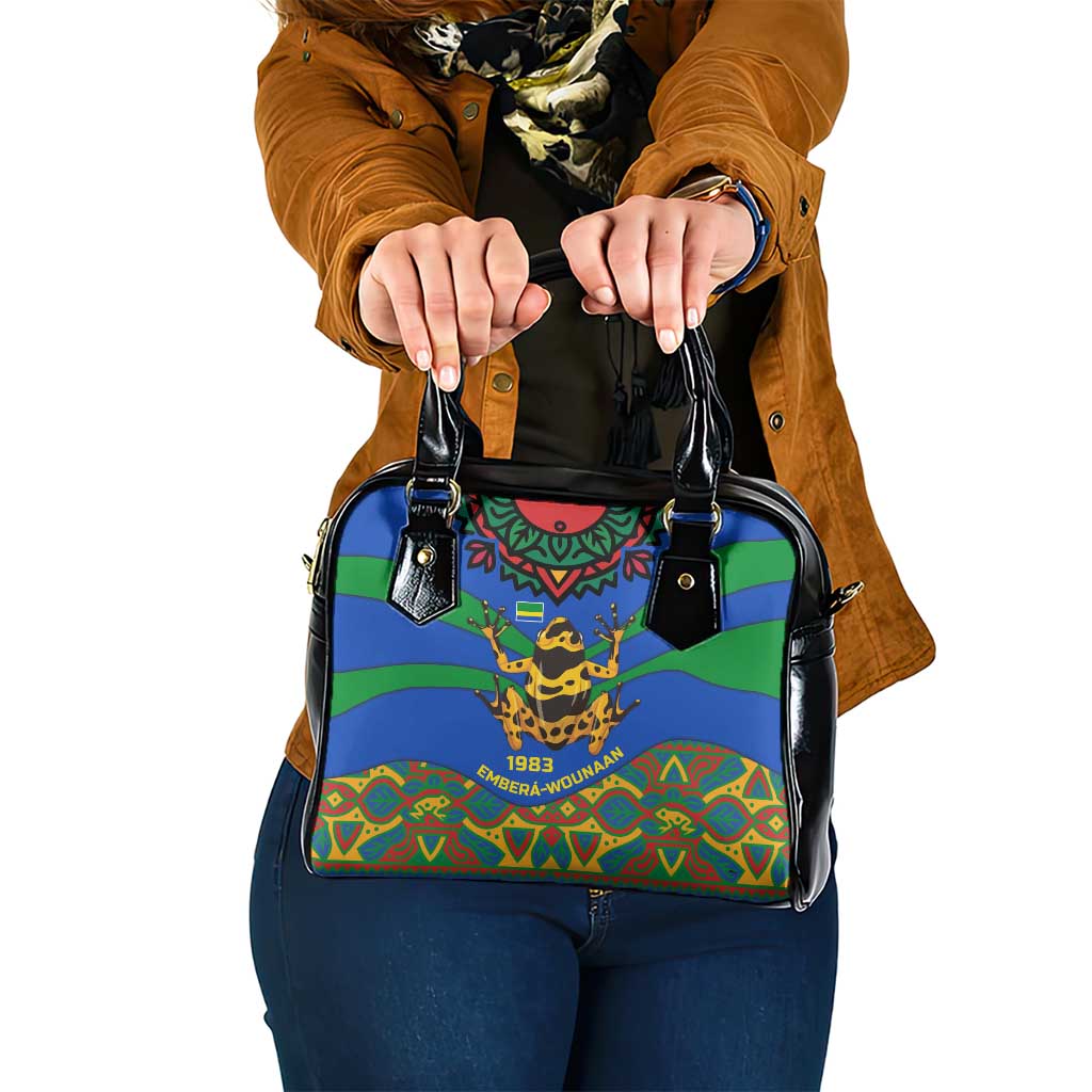 Indigenous Regions of Panama Embera-Wounaan Shoulder Handbag Frog Graphic and Indigenous Pattern Guardians of the Forest TS04