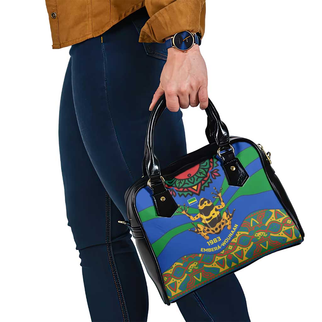 Indigenous Regions of Panama Embera-Wounaan Shoulder Handbag Frog Graphic and Indigenous Pattern Guardians of the Forest TS04
