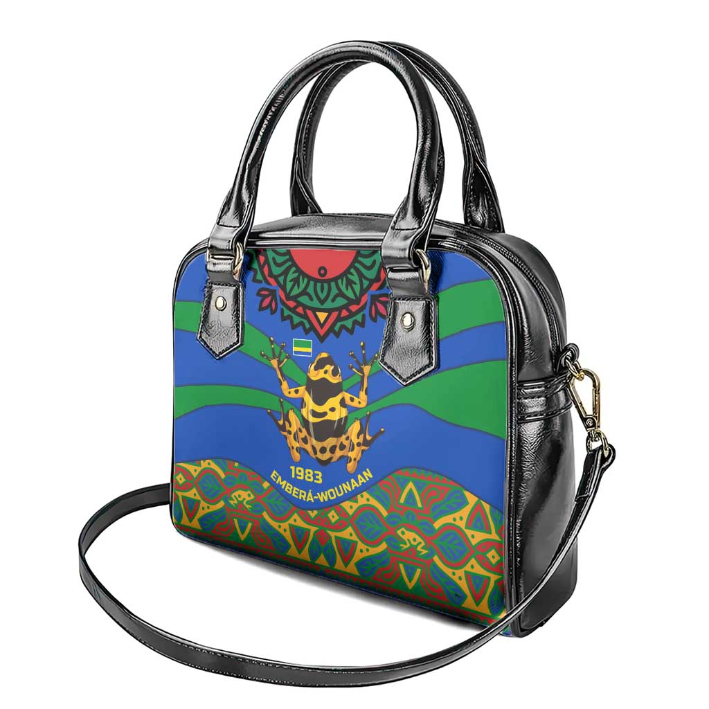 Indigenous Regions of Panama Embera-Wounaan Shoulder Handbag Frog Graphic and Indigenous Pattern Guardians of the Forest TS04